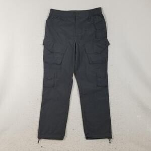 LCKR Cargo Pants Mens 38x30 Black Nylon Elastic Waist Zip Pockets Hiking Outdoor